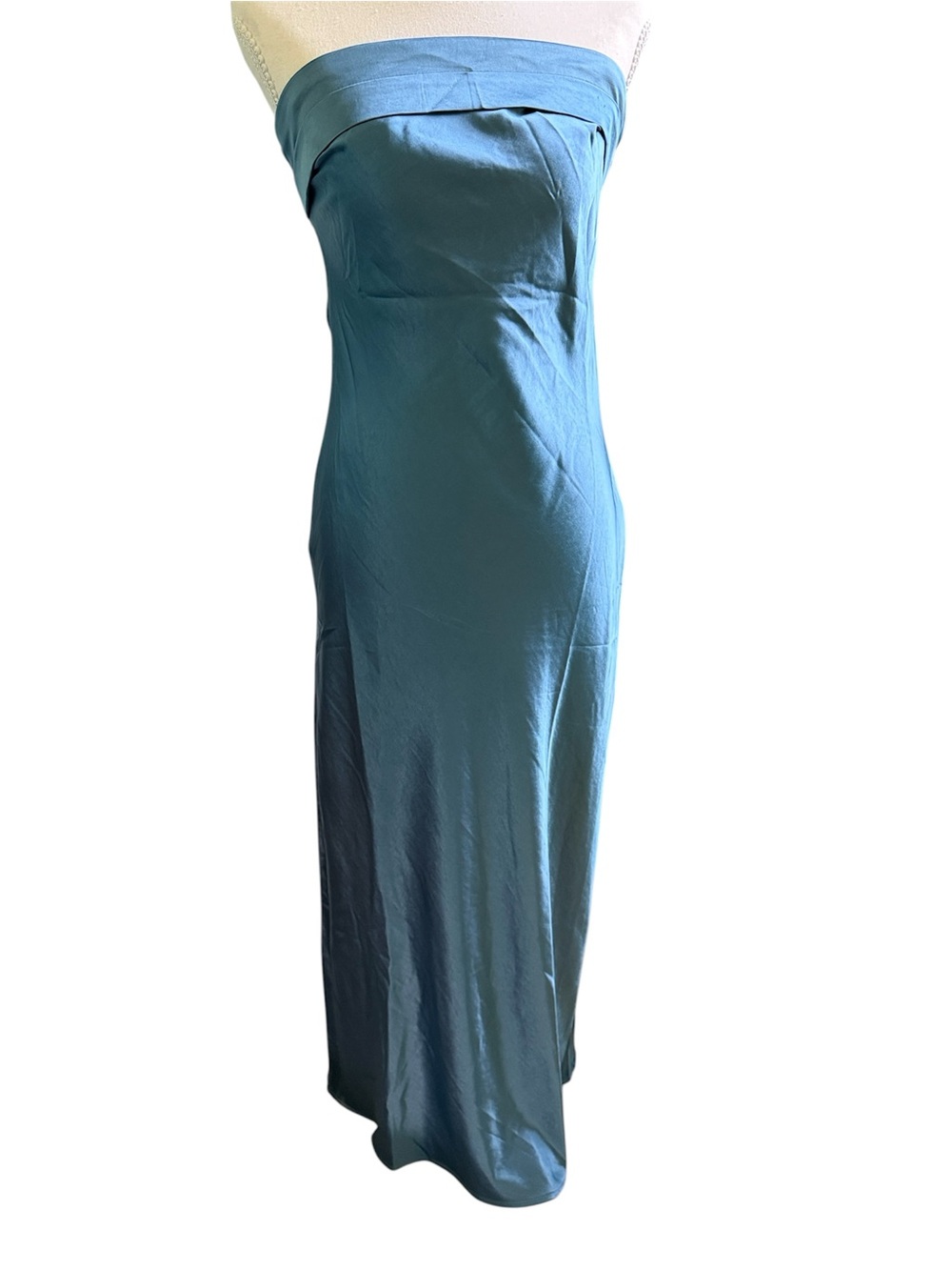 Strapless Satin Column Prom Dress in Teal